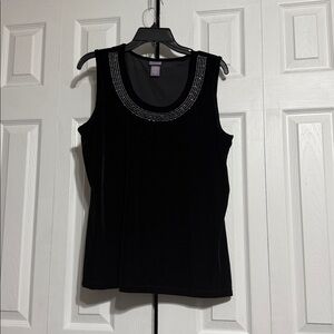 Laura Scott black velvet tank top blouse shirt size LARGE